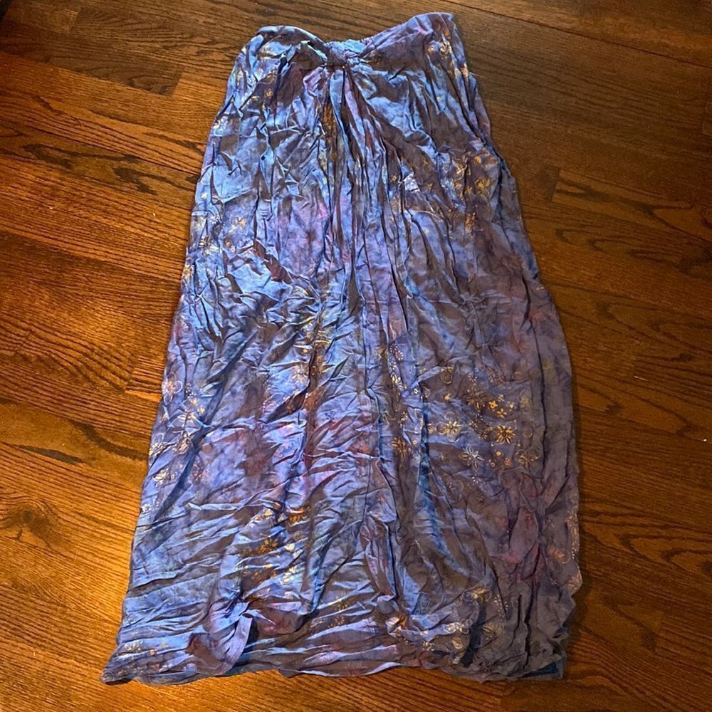 NWT Tangerine Temple One Size Sarong Elastic Tied Waist Slit on Front Bottom